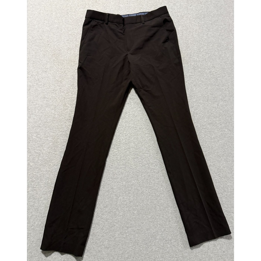 Egara Black Skinny Fit Stretch Dress Pants 29x32 Pleated Poly Blend